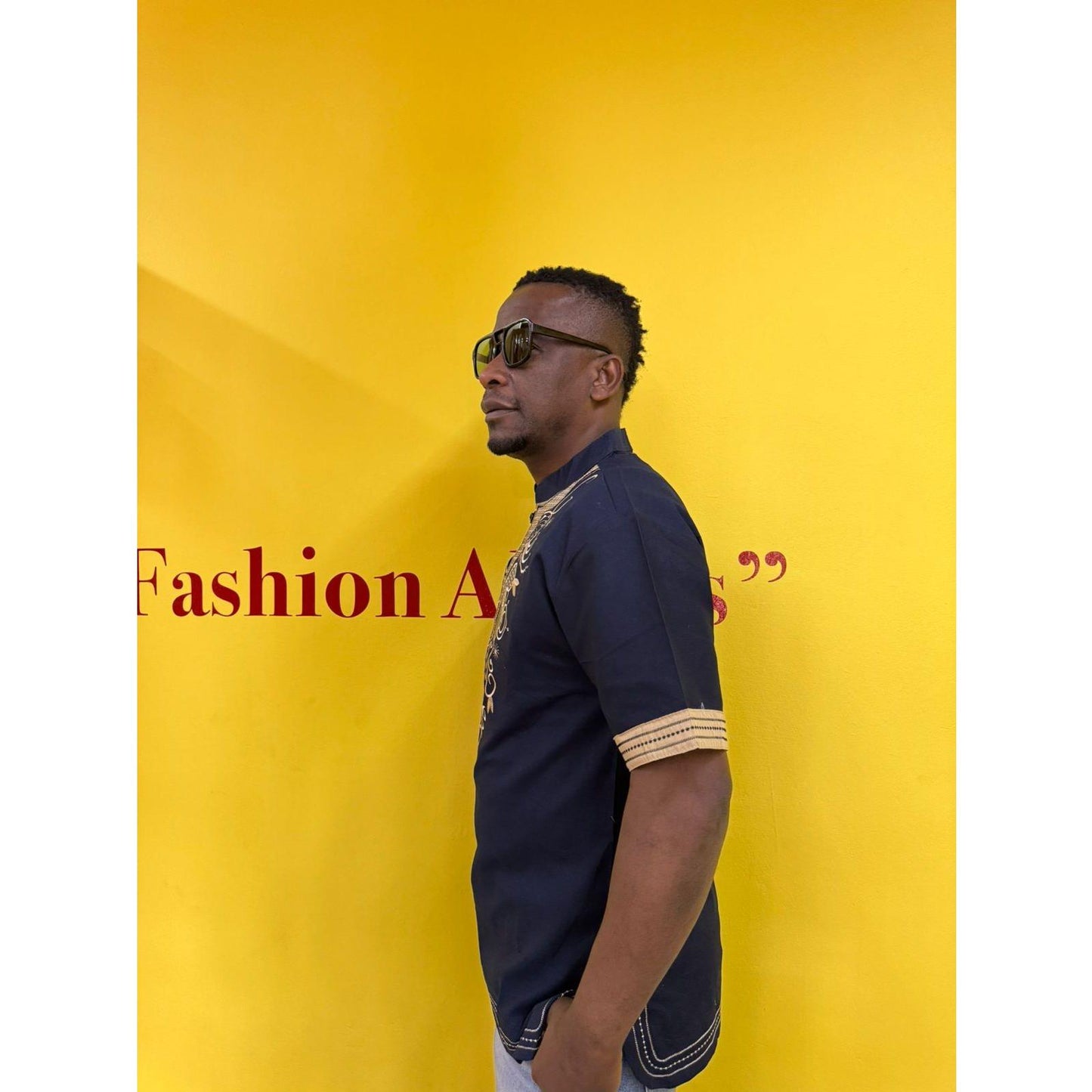 Mens African Vintage Embroidered T-Shirt