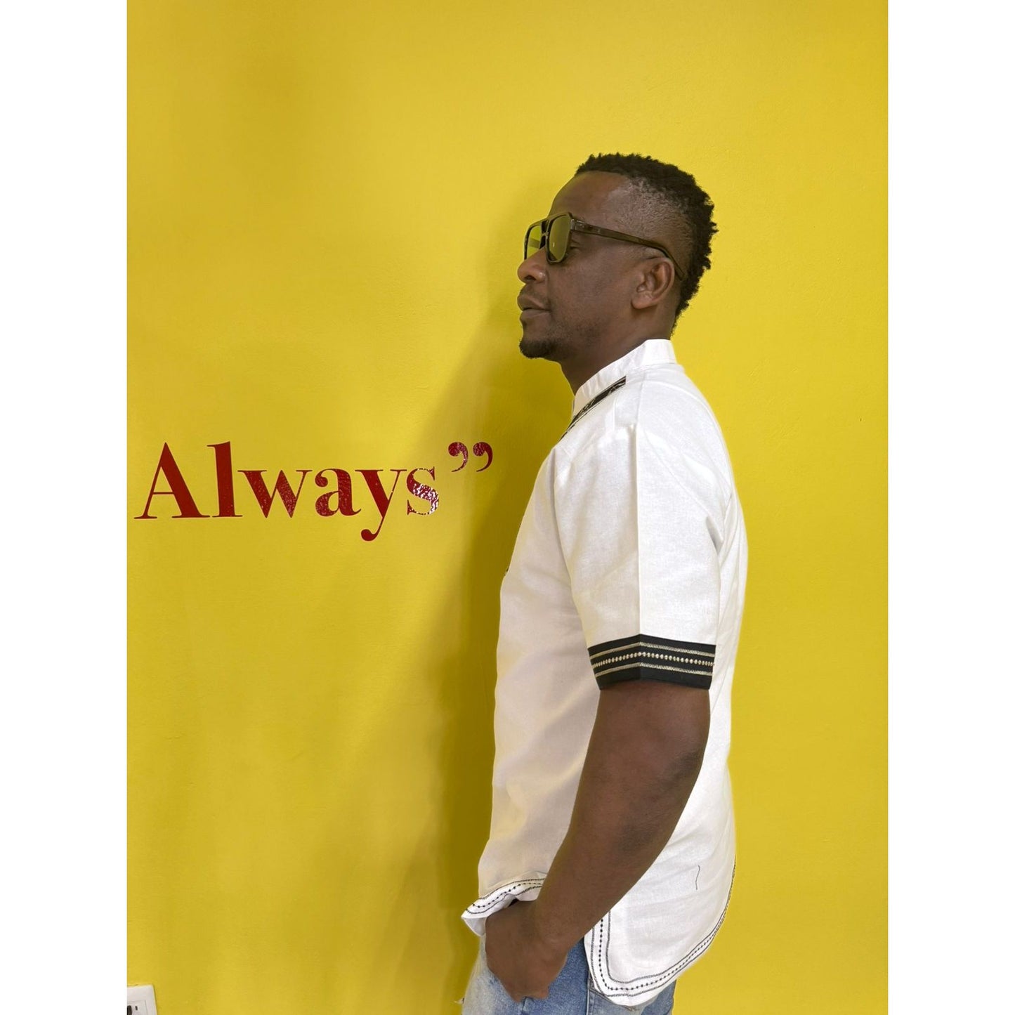 Mens African Vintage Embroidered T-Shirt