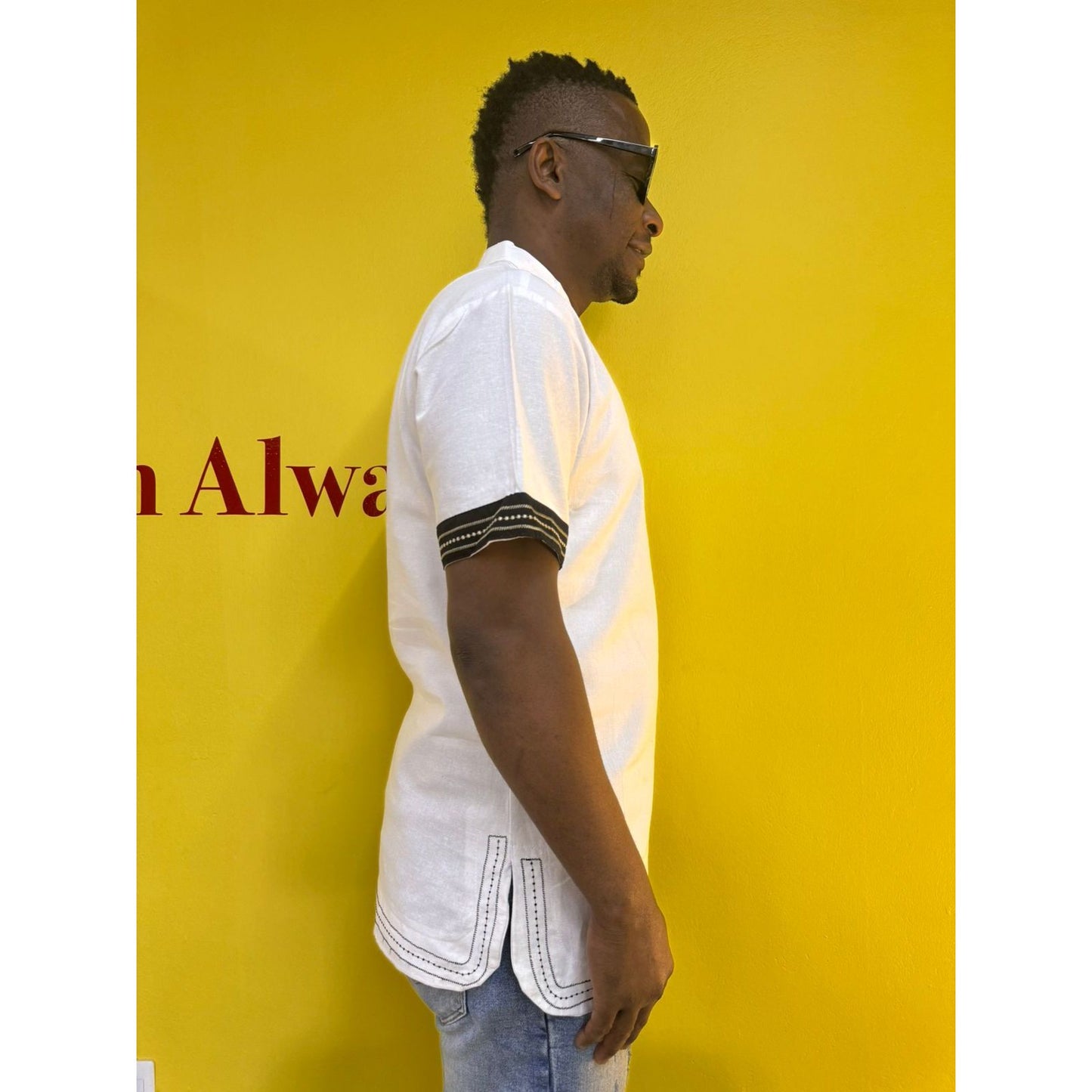 Mens African Vintage Embroidered T-Shirt