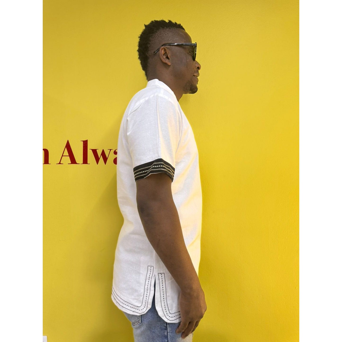 Mens African Vintage Embroidered T-Shirt