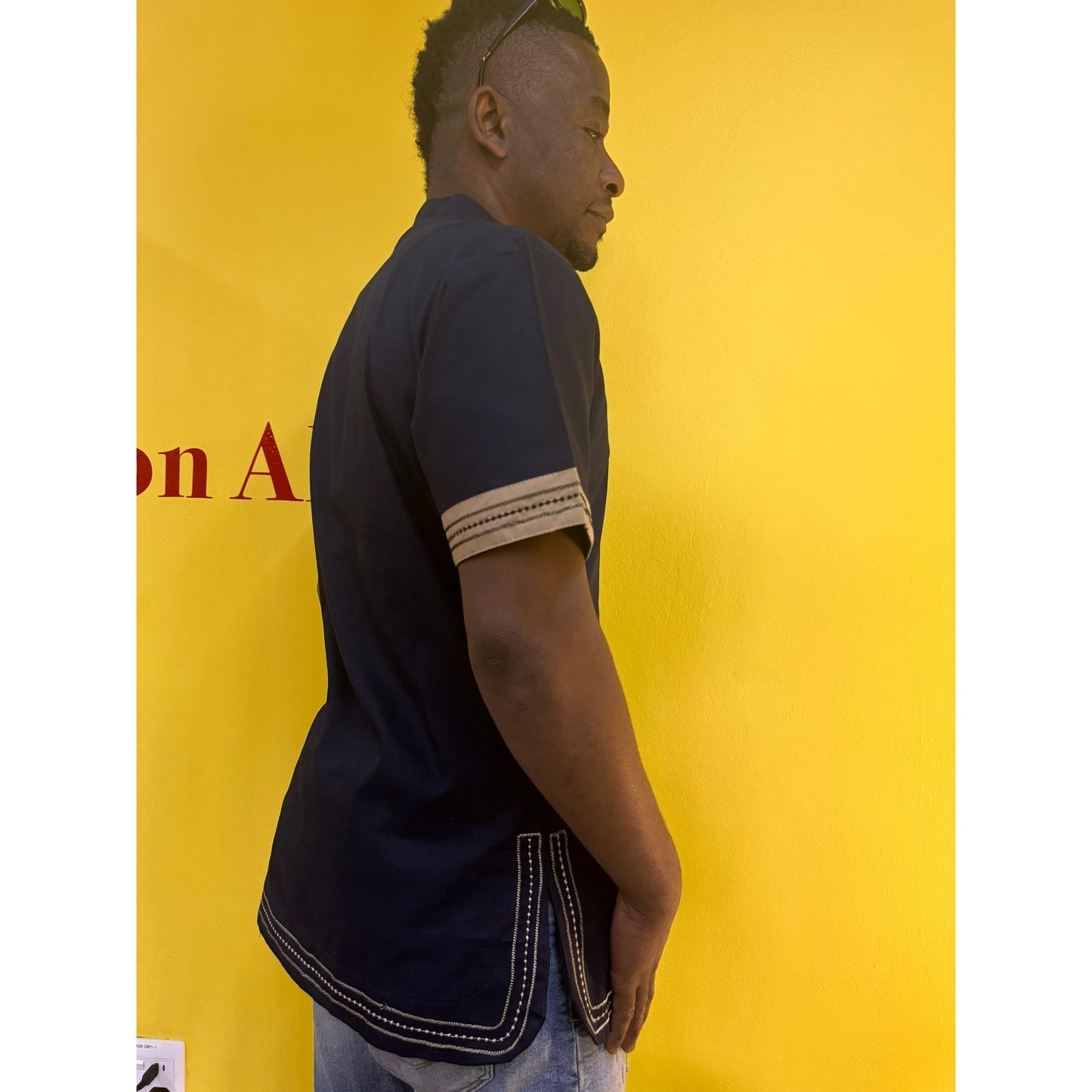 Mens African Vintage Embroidered T-Shirt