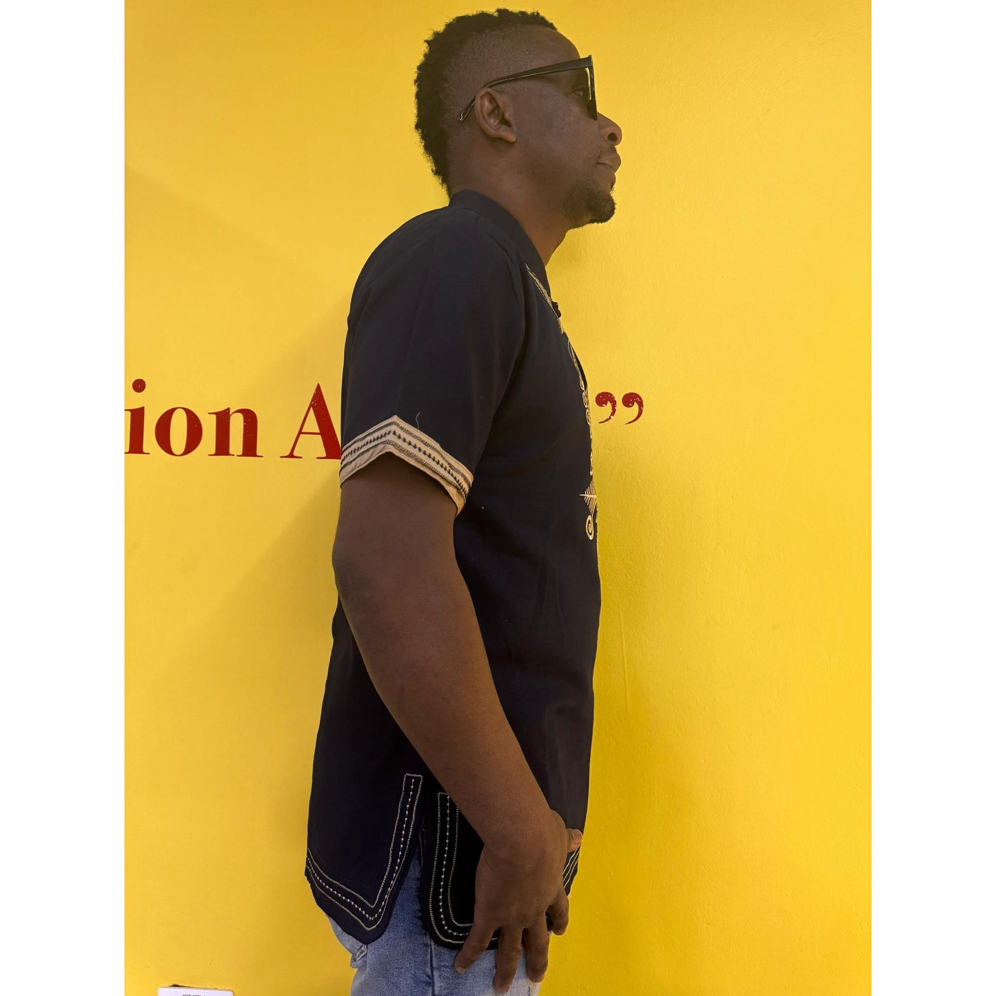 Mens African Vintage Embroidered T-Shirt