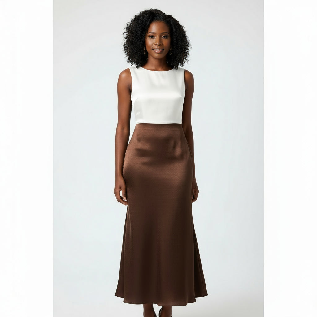 Satin Pencil Long Skirt