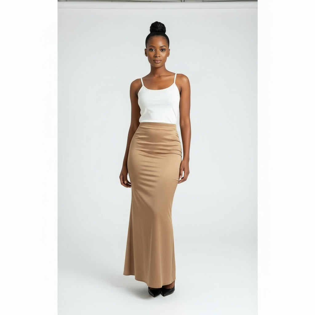Satin Pencil Long Skirt