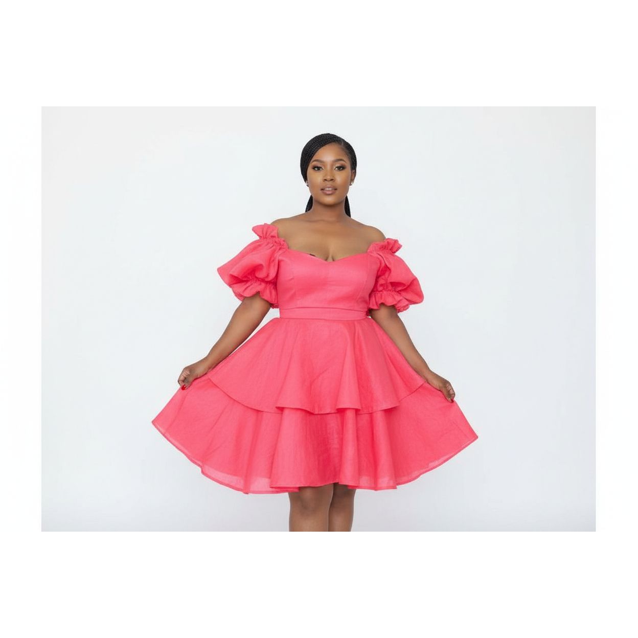 Off Shoulder Layered Mini Dress