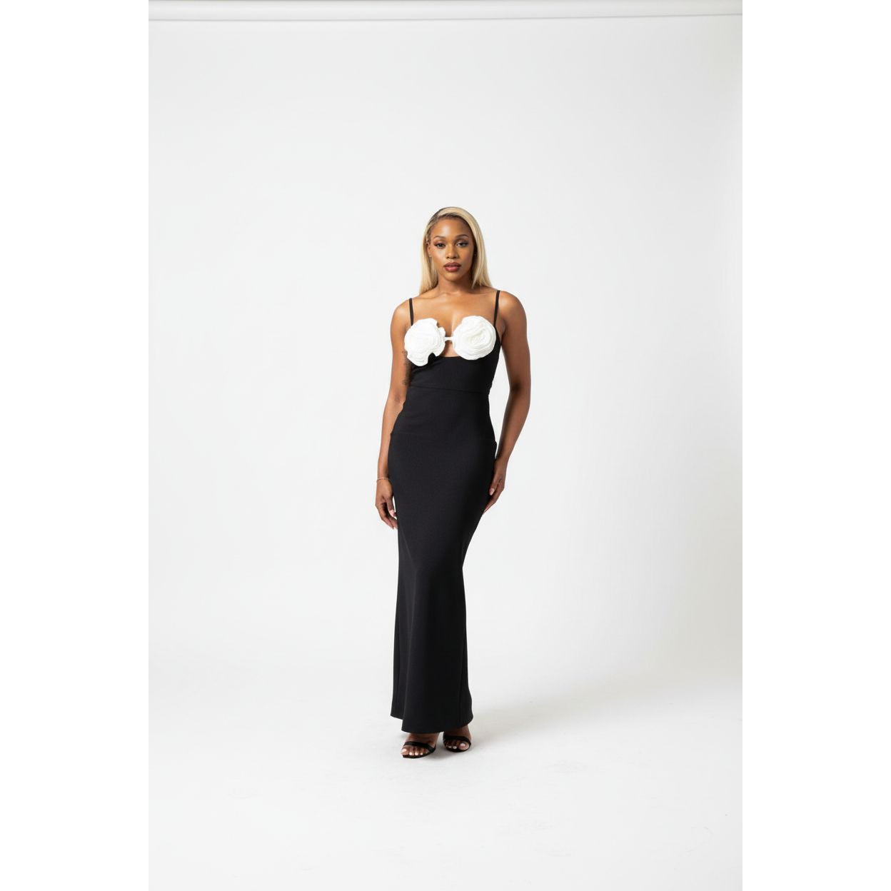 Spaghetti Flower Bodycon Maxi Dress