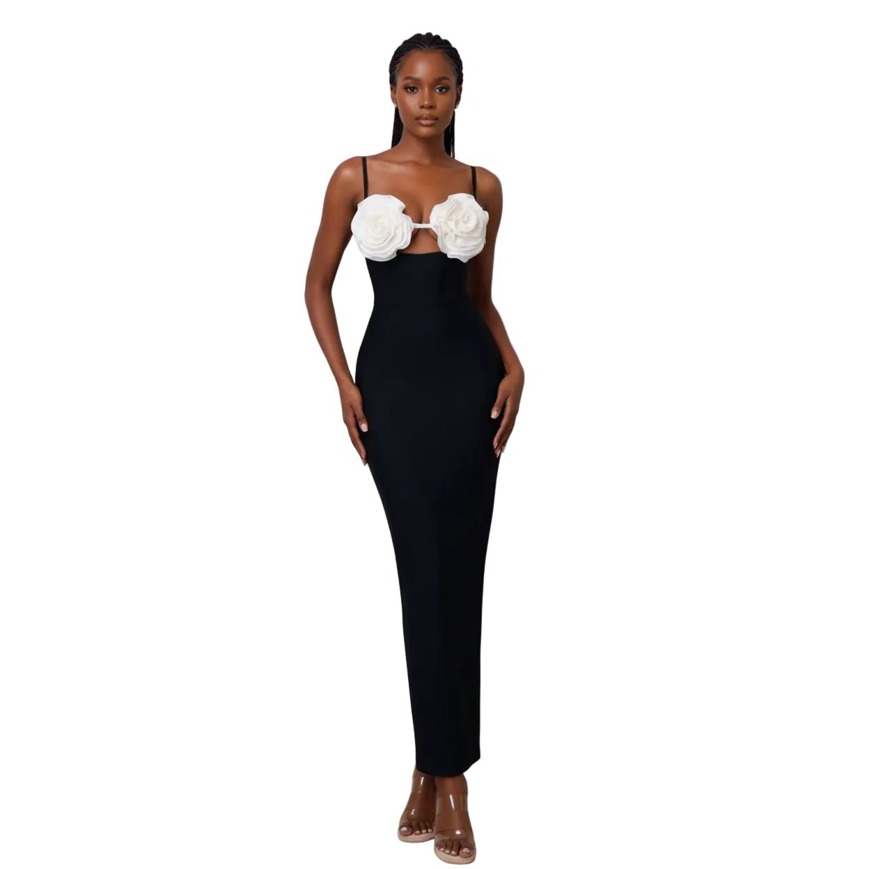 Spaghetti Flower Bodycon Maxi Dress