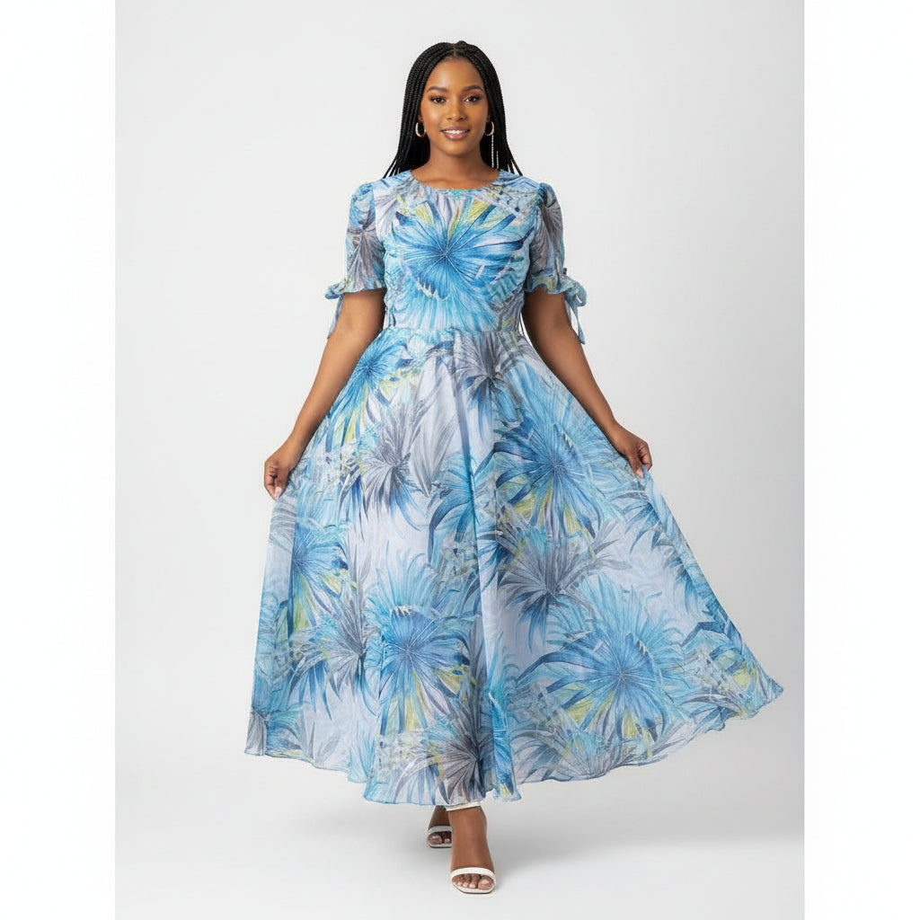 Short Sleeve Floral Maxi Dress