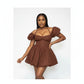 Off Shoulder Short Puff Sleeve Mini Dress