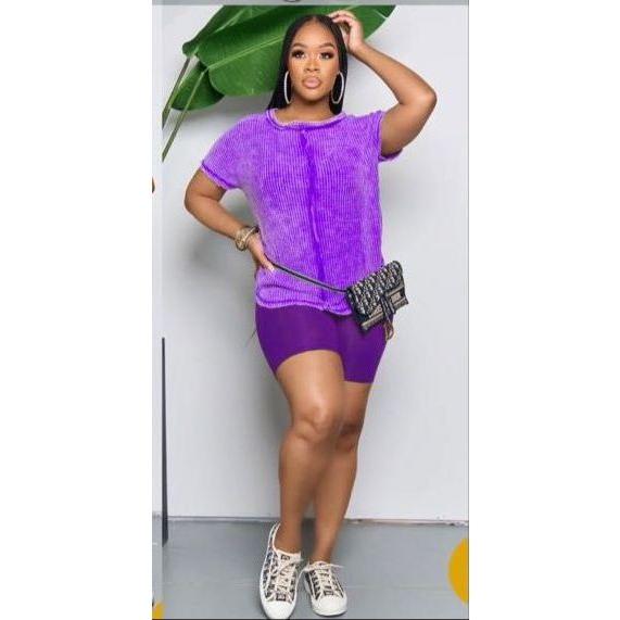 Casual Sports Two Piece Set Short Sleeve T-Shirt with Short Tights