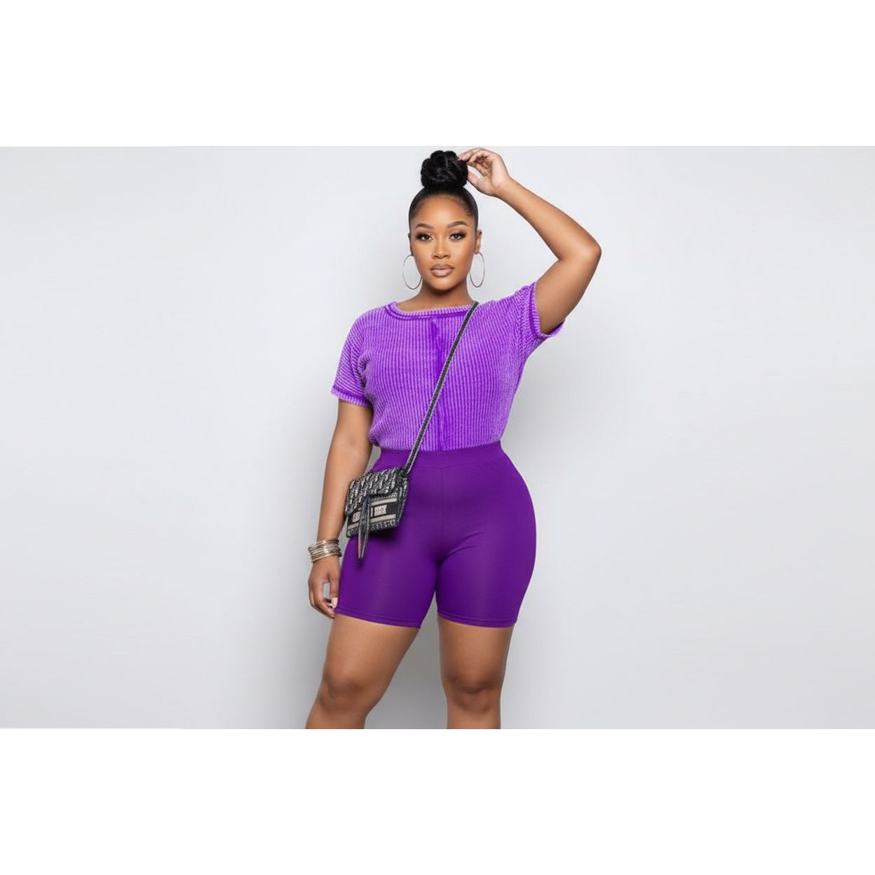 Casual Sports Two Piece Set Short Sleeve T-Shirt with Short Tights