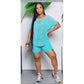 Casual Sports Two Piece Set Short Sleeve T-Shirt with Short Tights