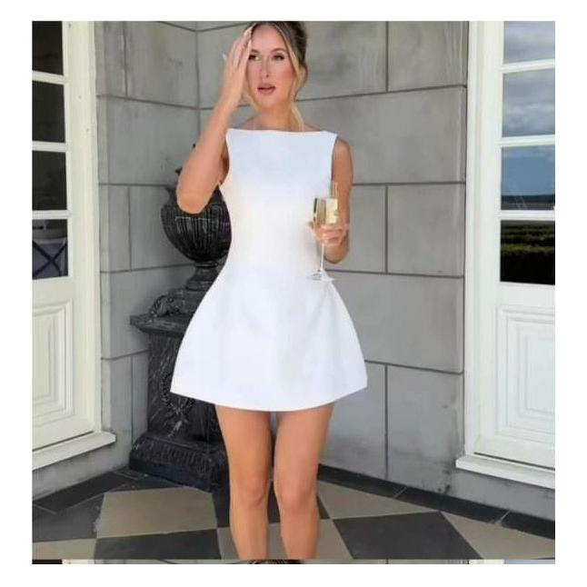 Backless Sleeveless Sexy Short Dress.