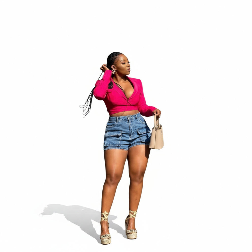 Denim Cheeky Cargo Shorts.