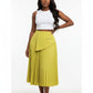 Elegant & Romantic Solid Color Pleated Waist Belt Adjustable Skirt.