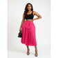 Elegant & Romantic Solid Color Pleated Waist Belt Adjustable Skirt.