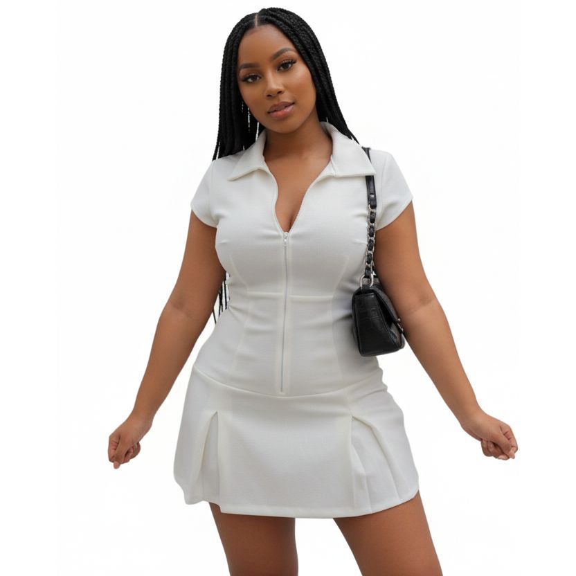 Short Sleeve Sexy v-neck midi dress.