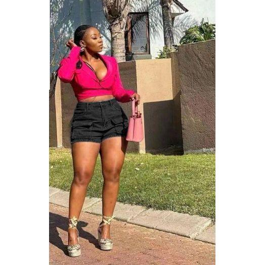 Denim Cheeky Cargo Shorts.