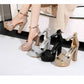 Metallic Block Heels with Glamorous Platform.