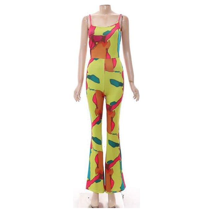 Multi Disco Print Velvet Lace Back Jumpsuit.