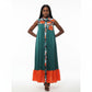 African Sleeveless Printing Polyester Long Dress.
