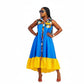 African Sleeveless Printing Polyester Long Dress.