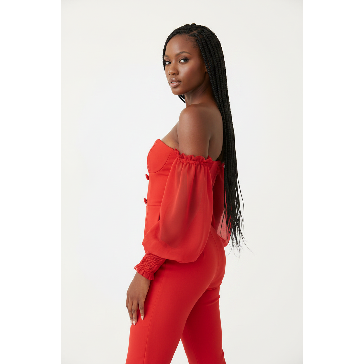 Jumpsuit Sexy Strapless See-through Mesh Long Sleeved.
