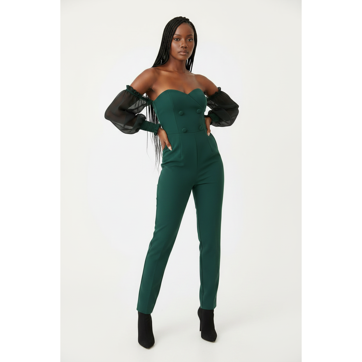 Jumpsuit Sexy Strapless See-through Mesh Long Sleeved.