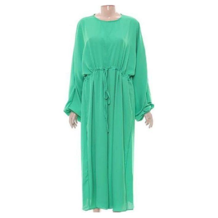 Lantern Sleeve Belted Dress.