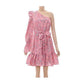 Floral Print One Shoulder Belted Dress.