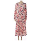 Long-sleeved Spring Summer Fashion Printing Belted Dress.