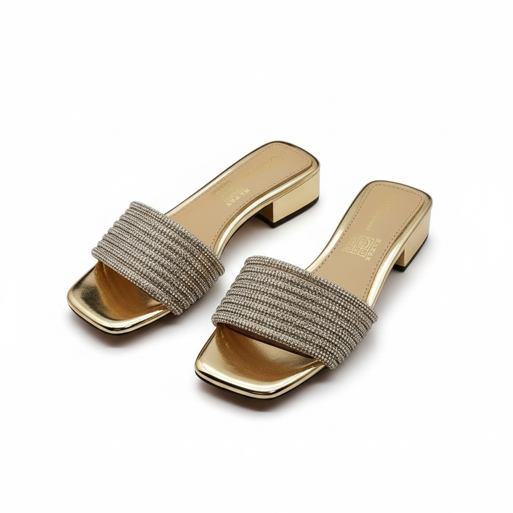 Stylish and Comfortable Block Heel Sandal Slide.