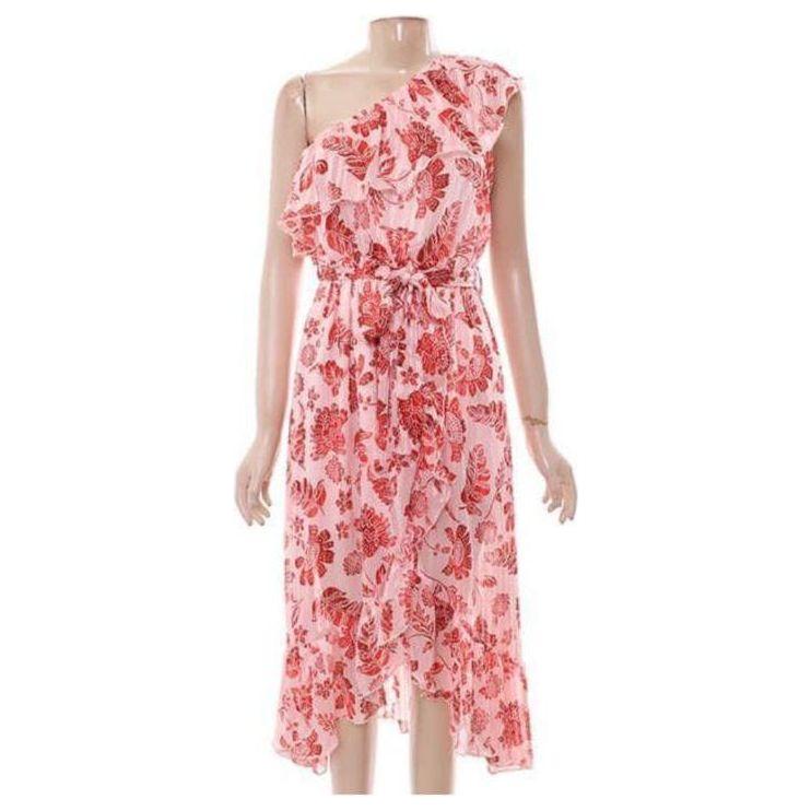 One shoulder floral all-over print summer dress.