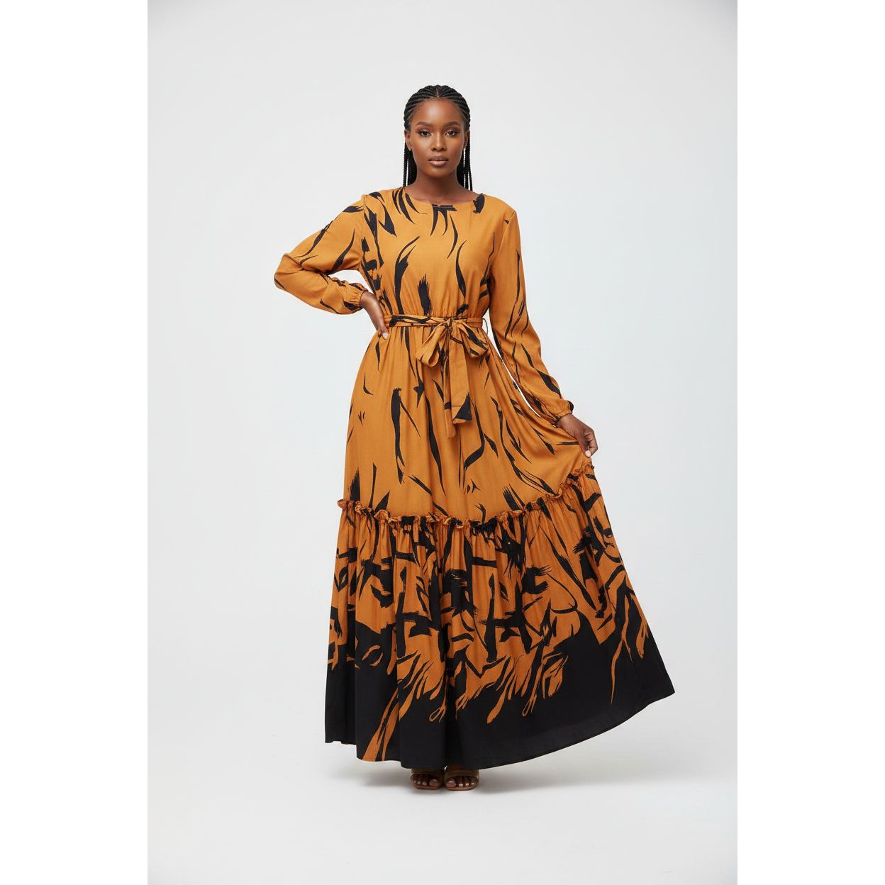 Printed Long Sleeve Dress.