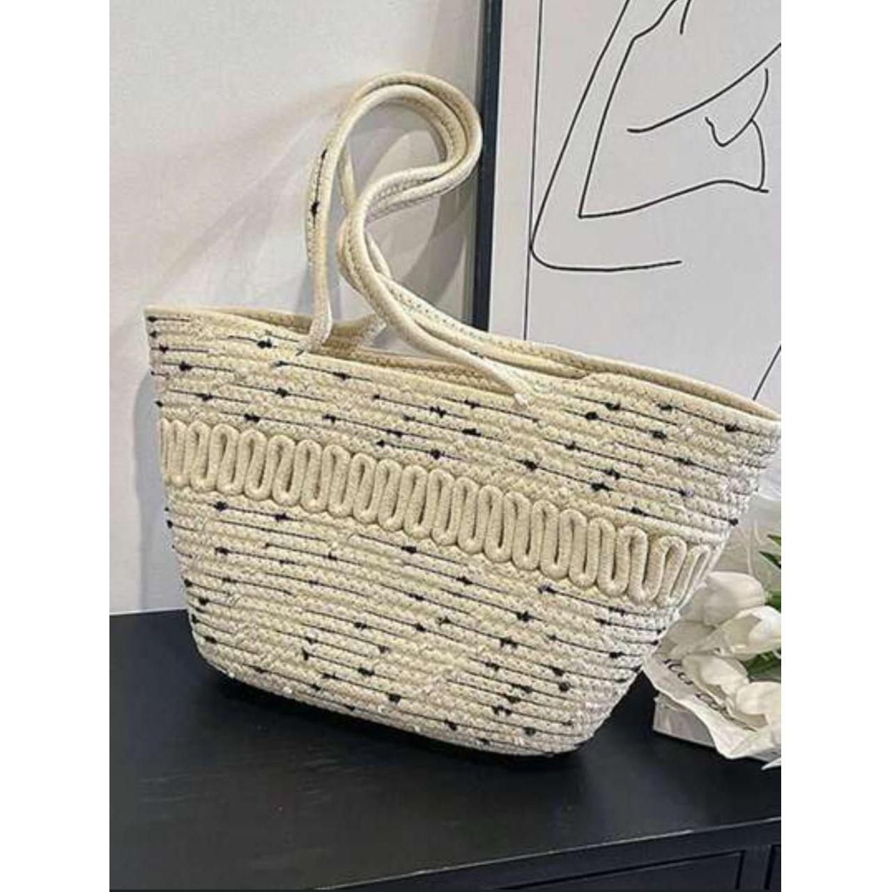 Woven Tote Bag Soft Rope Casual Handbag.