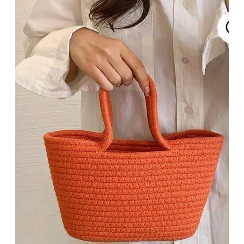 Summer Straw Shoulder Shopping Handbag.