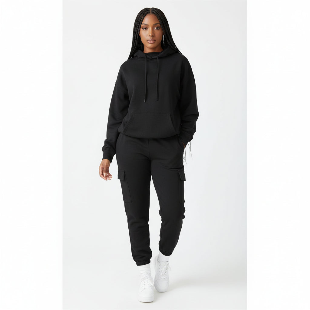 2 Piece Set Tracksuit Pocket Hoodies Sweatpants Suit.
