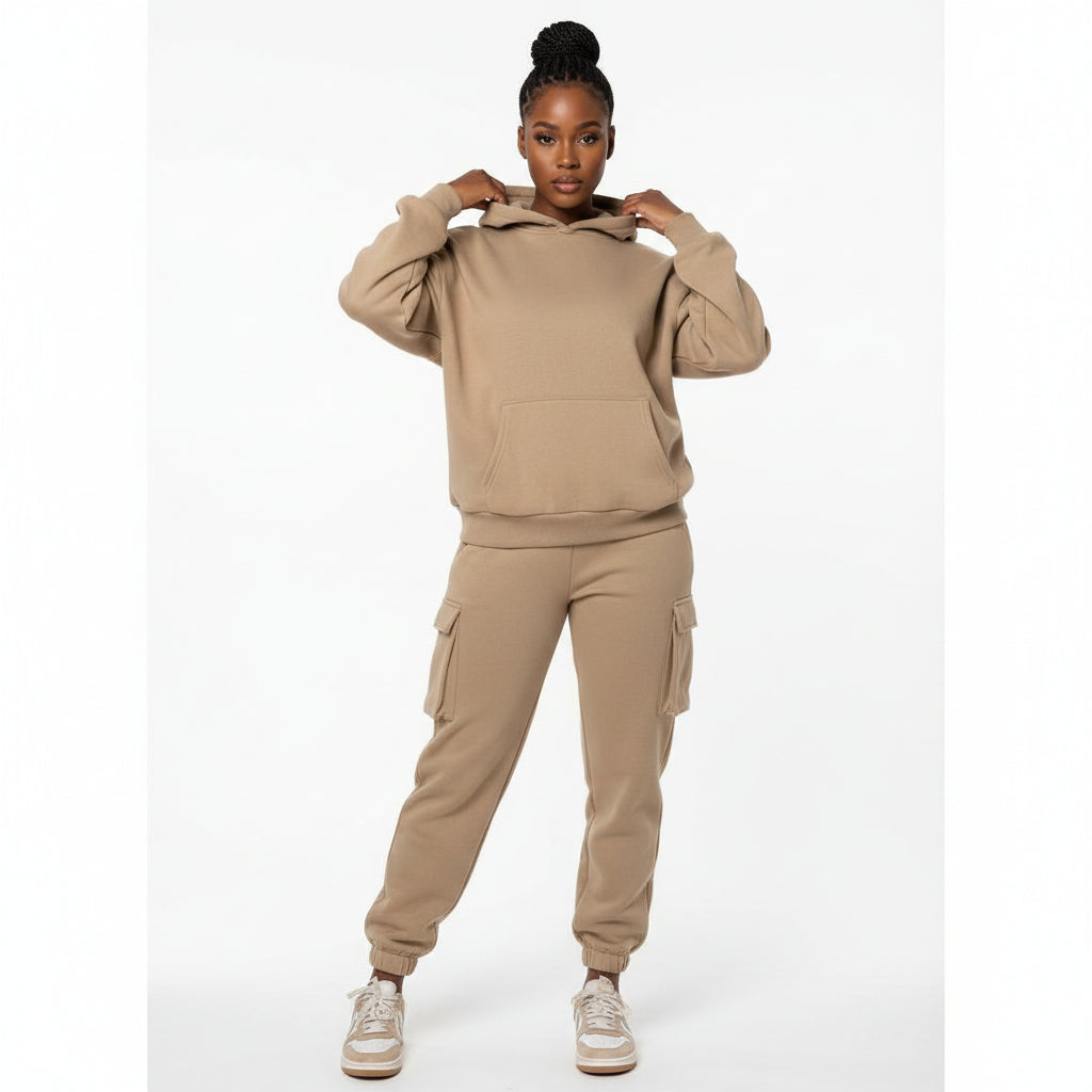 2 Piece Set Tracksuit Pocket Hoodies Sweatpants Suit.