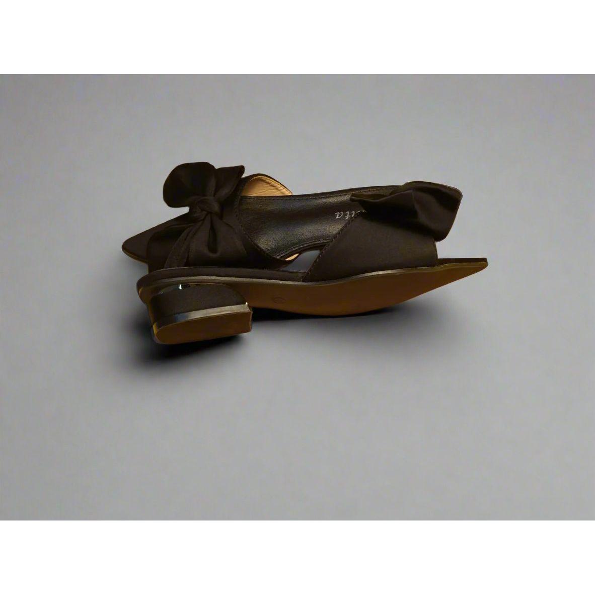 Textile Slide Sandals with Bow Decor.