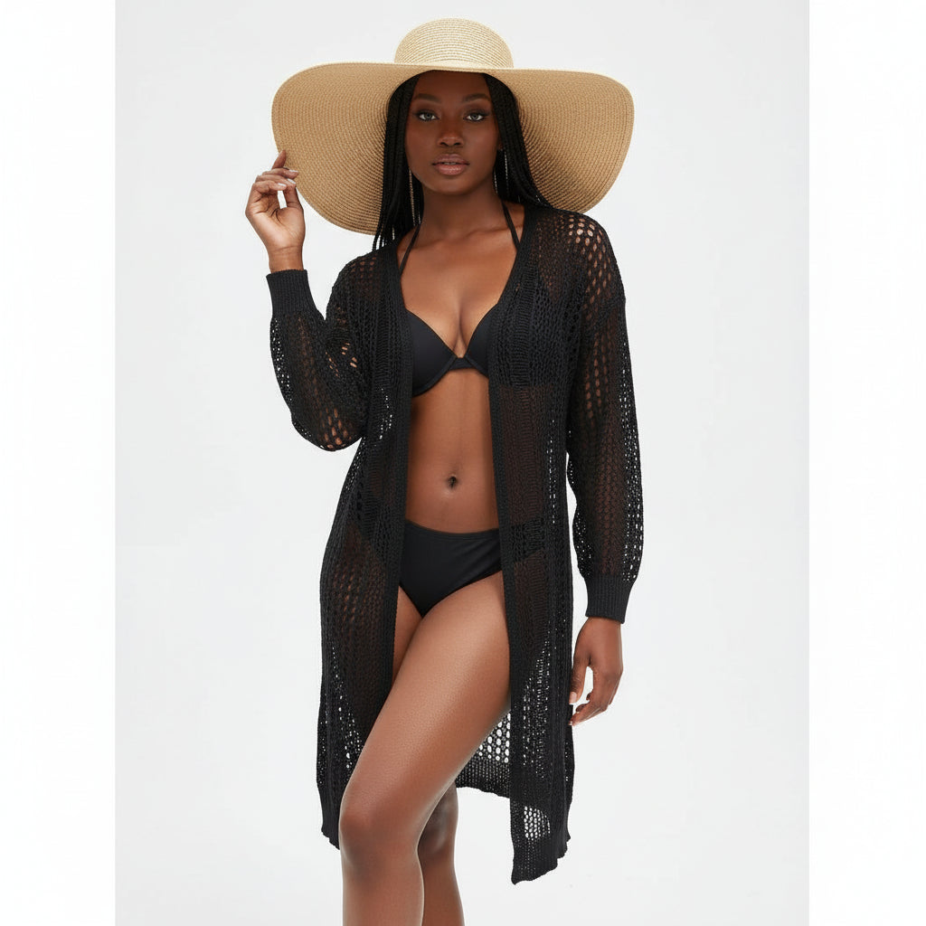 Hollow Out Long Sleeve Casual Cardigan.