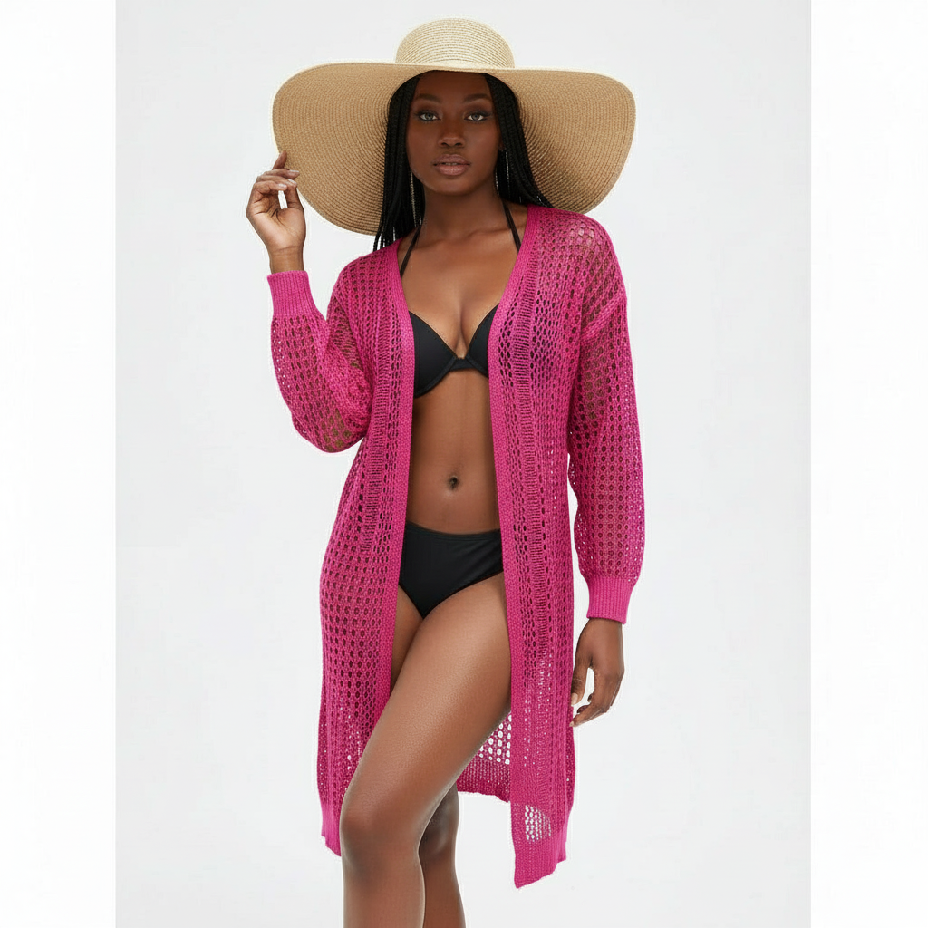 Hollow Out Long Sleeve Casual Cardigan.