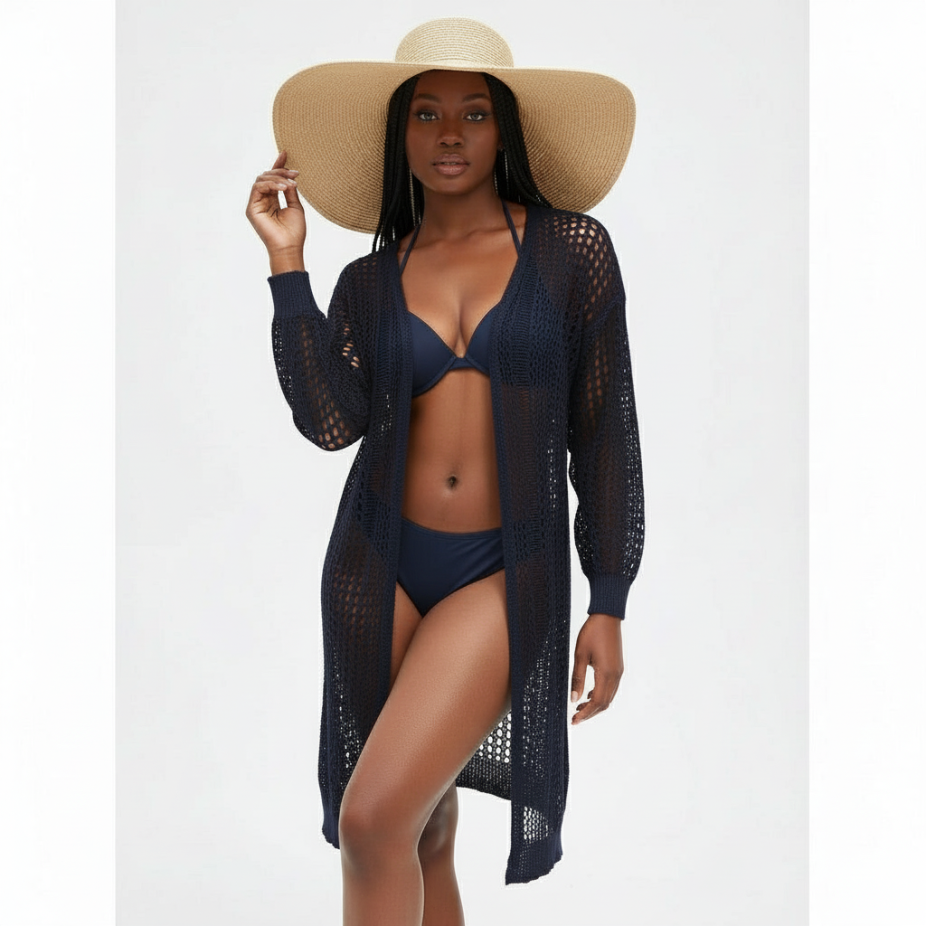 Hollow Out Long Sleeve Casual Cardigan.