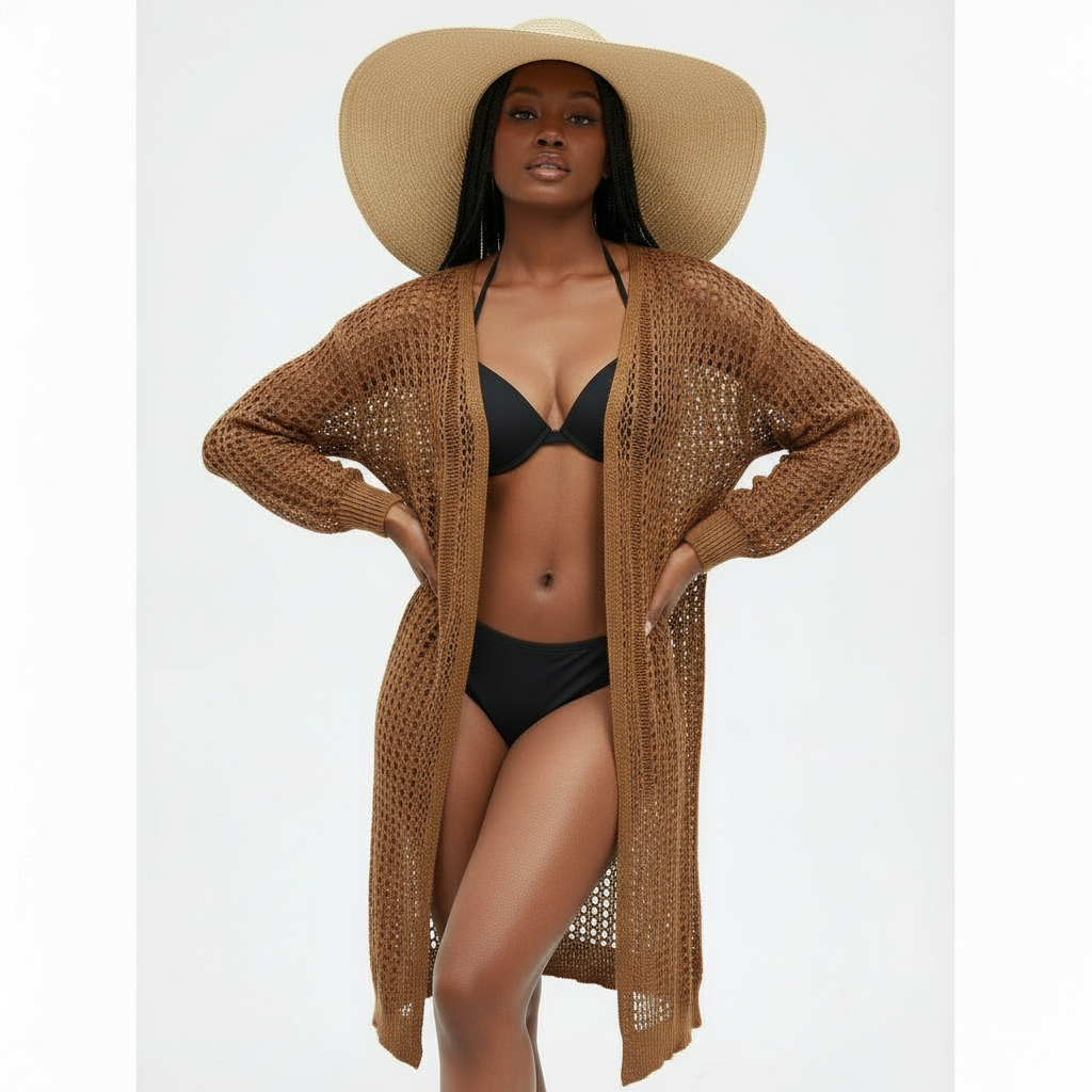 Hollow Out Long Sleeve Casual Cardigan.