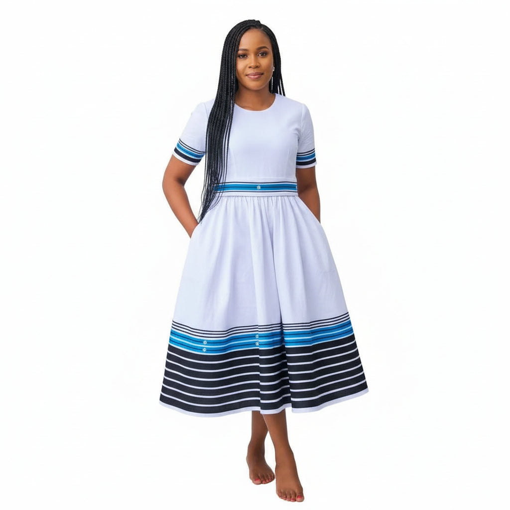 Round Neck Traditional Ankara Dress