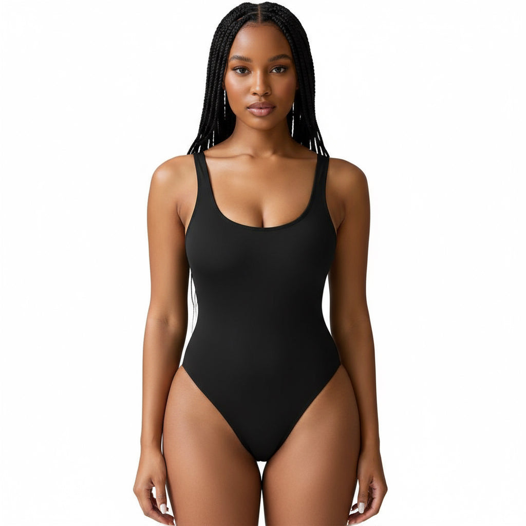 Deep Neckline Sleeveless Bodycon Bodysuit