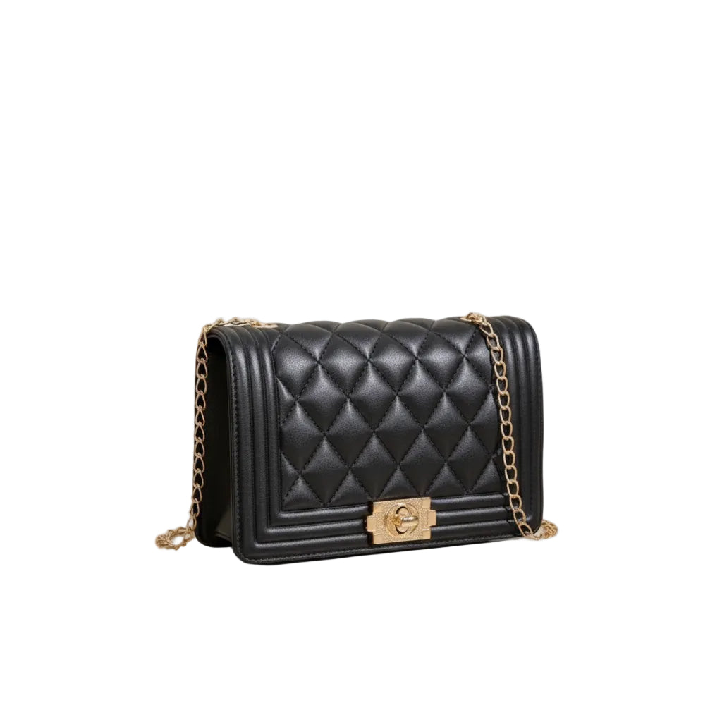 Mini Twist Lock Design Textured Flap Square Bag