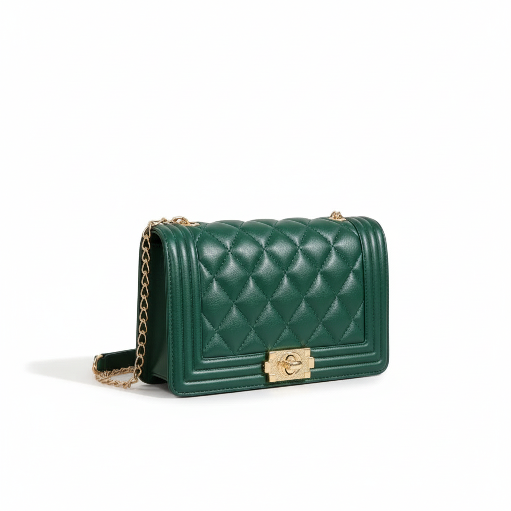 Mini Twist Lock Design Textured Flap Square Bag