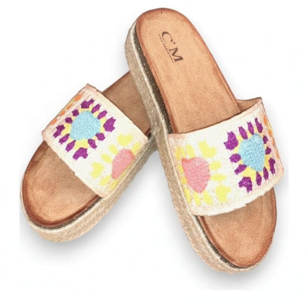 Colorful Braided Embroidery Beach Sandals.