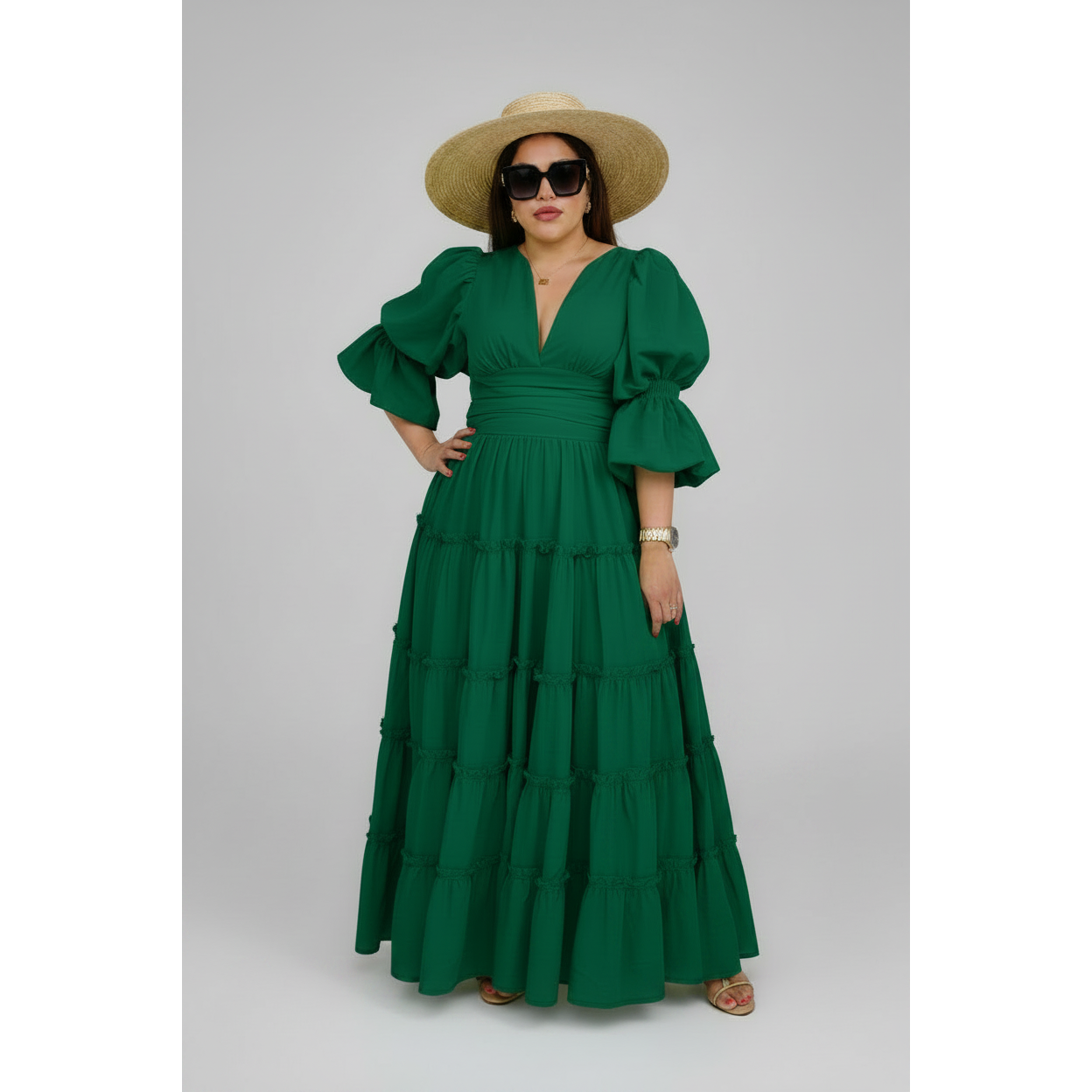 Maxi V-Neck Elegant Dress.