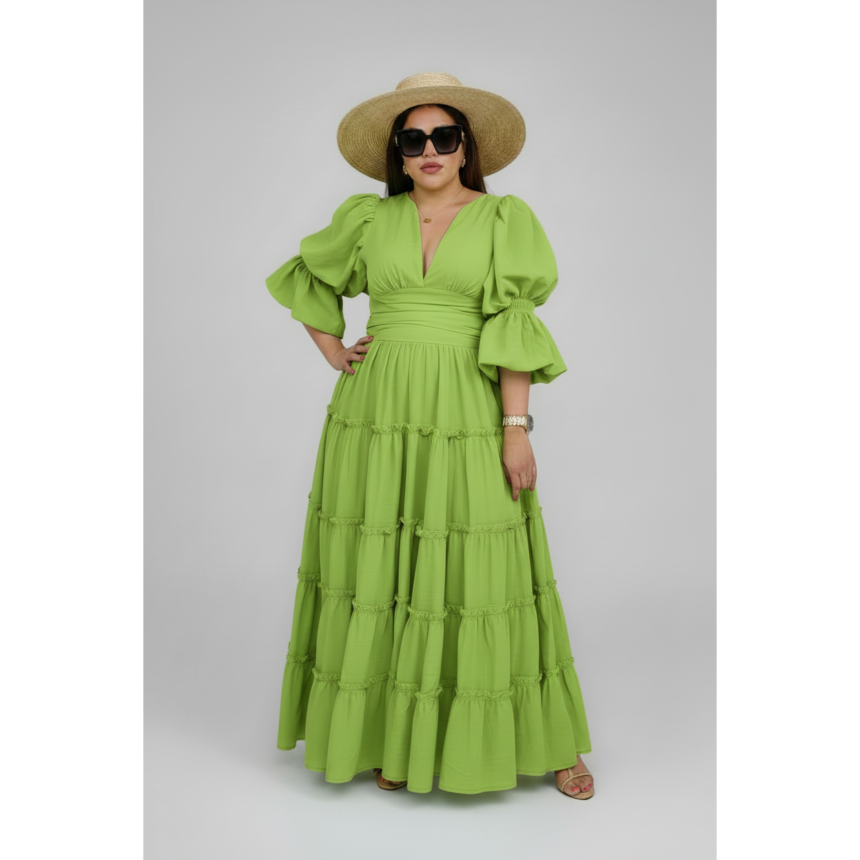 Maxi V-Neck Elegant Dress.
